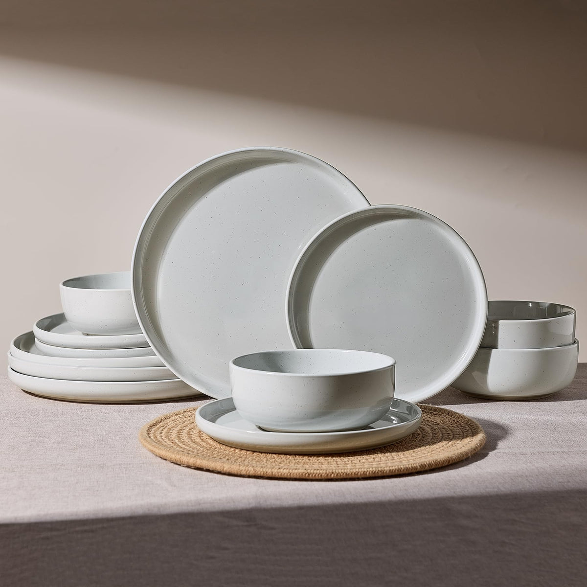Famiware Milkyway 12-Piece Stoneware Dinnerware Set, White