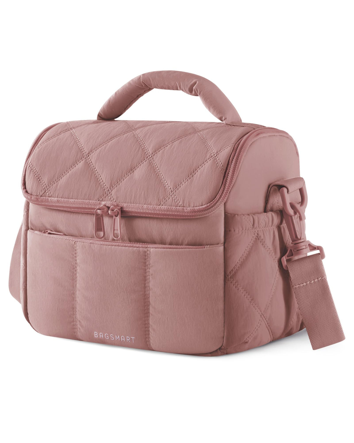 BAGSMART Lunch Bag Women, Double Deck Insulated Lunch Box, Camel