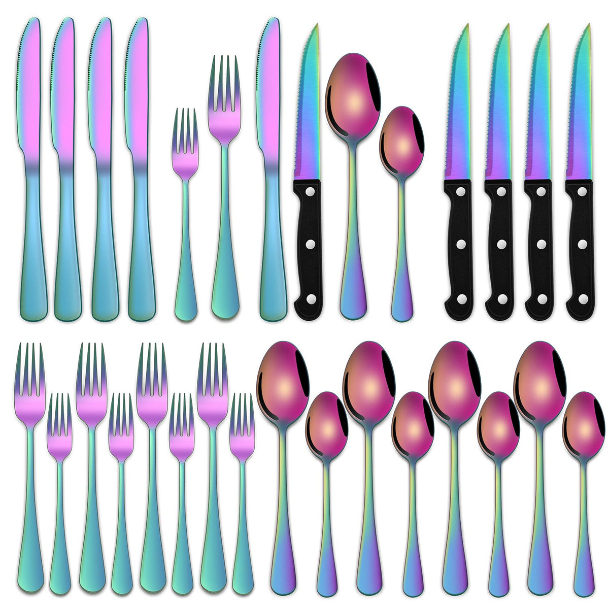 24 PCs Silverware Set Service for 4, Kitchen And Dining Eating Utensils Set