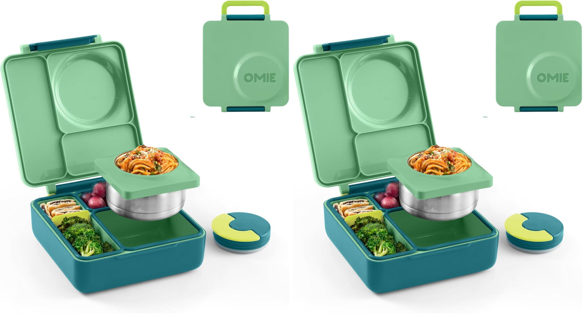 Omie OmieBox Kids Insulated Leakproof Bento Lunch Box with Food Jar (Meadow)