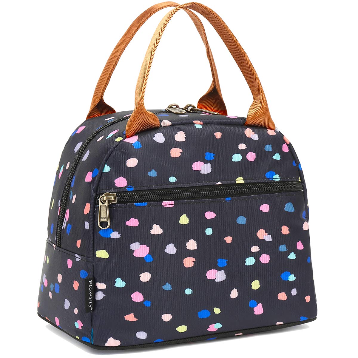 FlowFly Insulated Lunch Cooler Bag - Tote Bag Organizer for Women/Men, Black