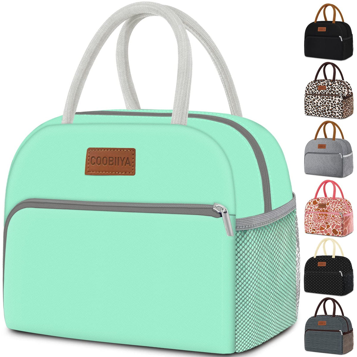 Coobiiya Lunch Bag Lunch Box for Women Men, Reusable Cute Corduroy Lunchbag - Leakproof, Insulated LunchBox Tote with Large Capacity, Dot
