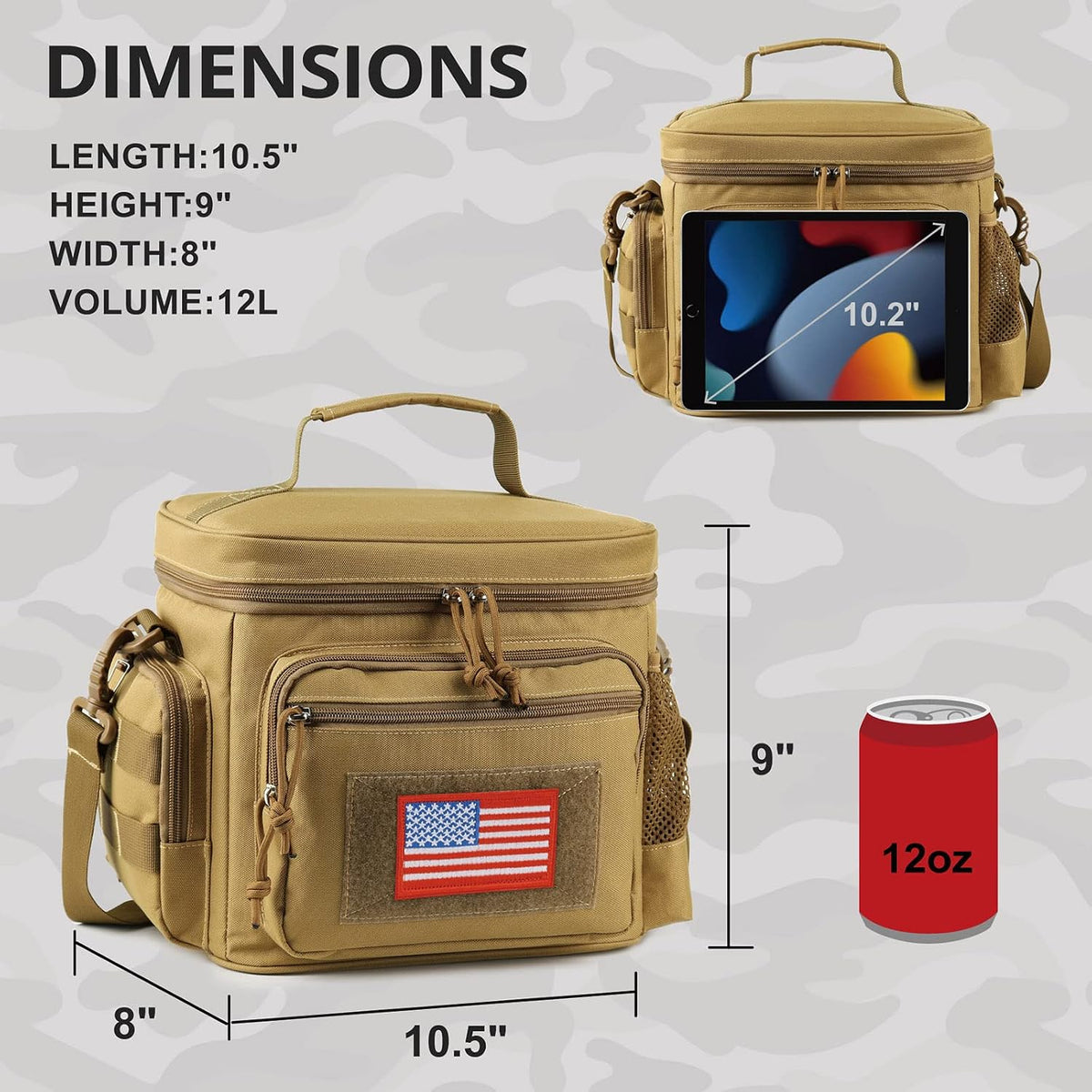 Lunch Box for Men, 12L Leakproof Tactical Lunch Bag Large Cooler for work