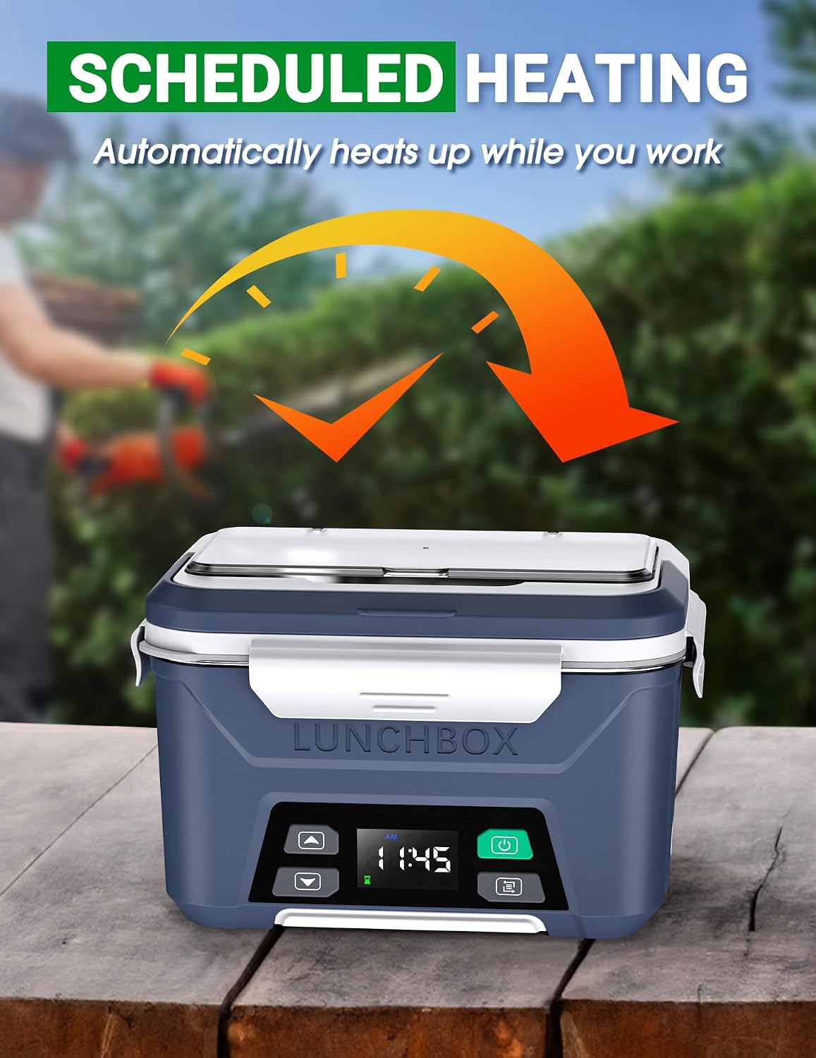 Docusvect Cordless Electric Lunch Box for Adults 1.3L with Schedule Heating