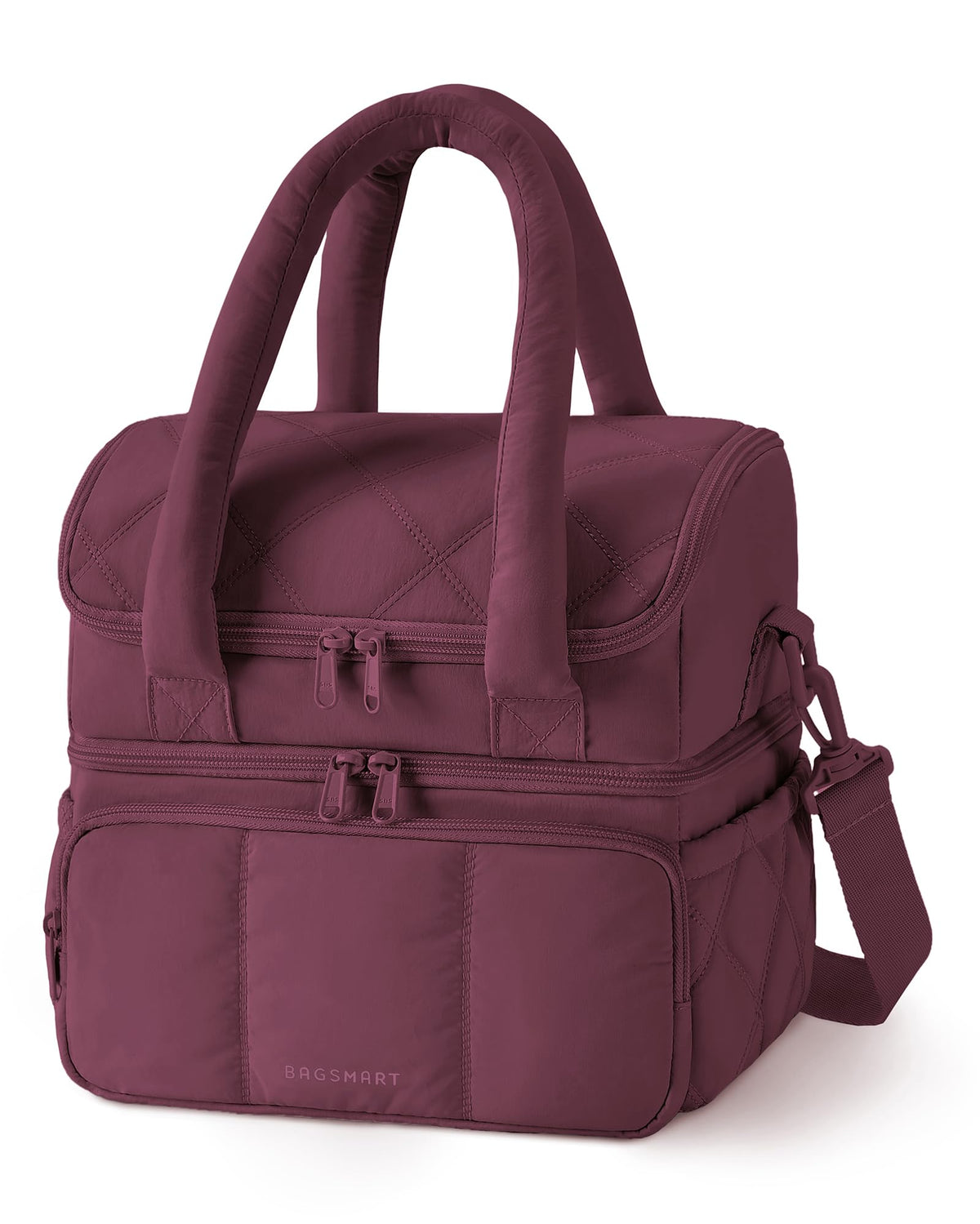 BAGSMART Lunch Bag Women, Double Deck Insulated Lunch Box, Camel
