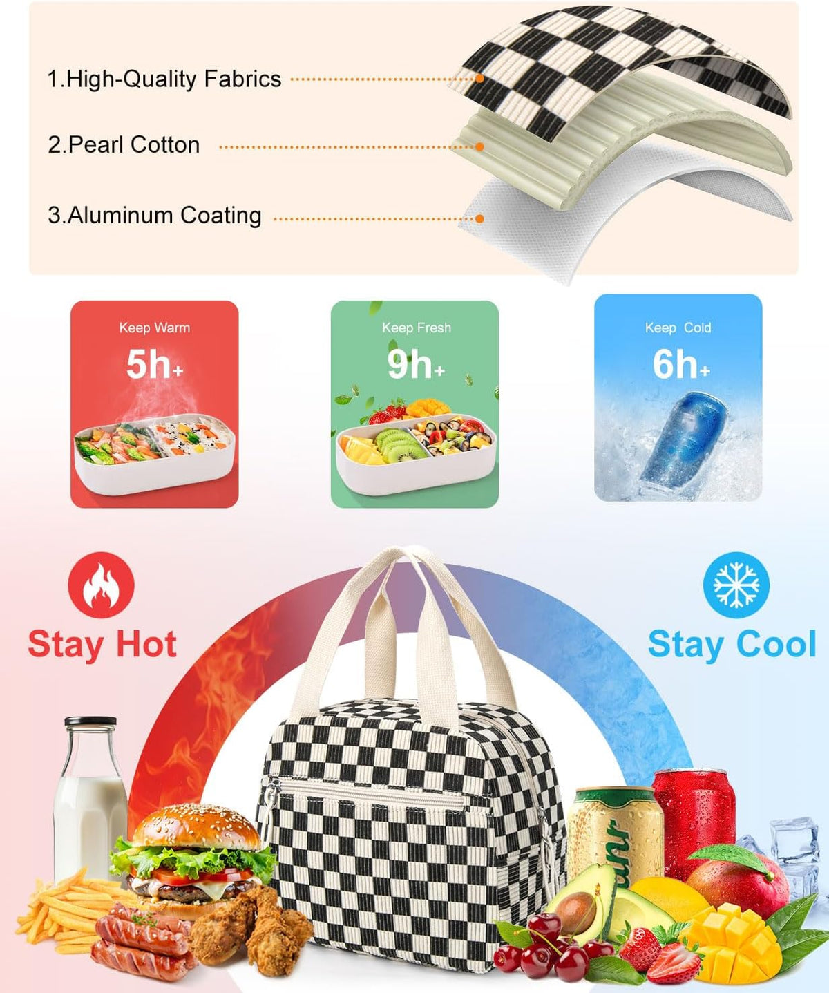 Lunch Bag for Women Men, Corduroy Small Insulated Lunch Box