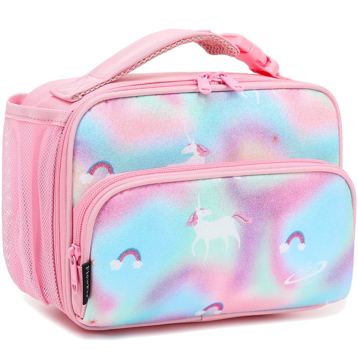 FlowFly Kids Lunch box Insulated Soft Bag Mini Cooler Back to School Thermal Meal Tote Kit for Girls, Boys,Cyan