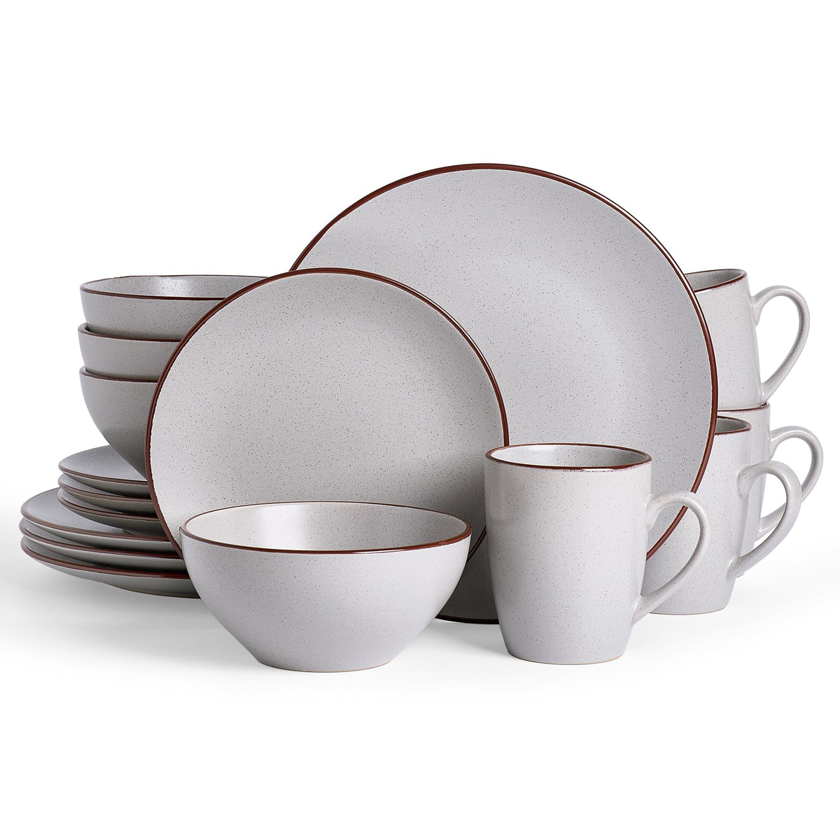 Famiware Venus Plates and Bowls Sets, 12pcs Stoneware Dinnerware Set for 4