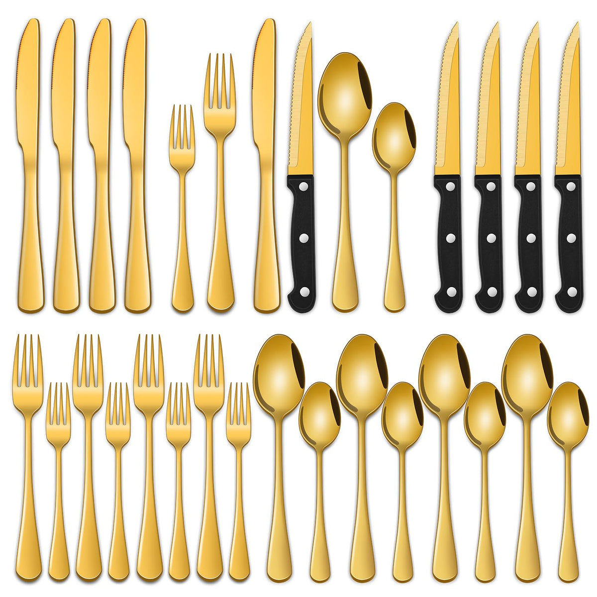24 PCs Silverware Set Service for 4, Kitchen And Dining Eating Utensils Set