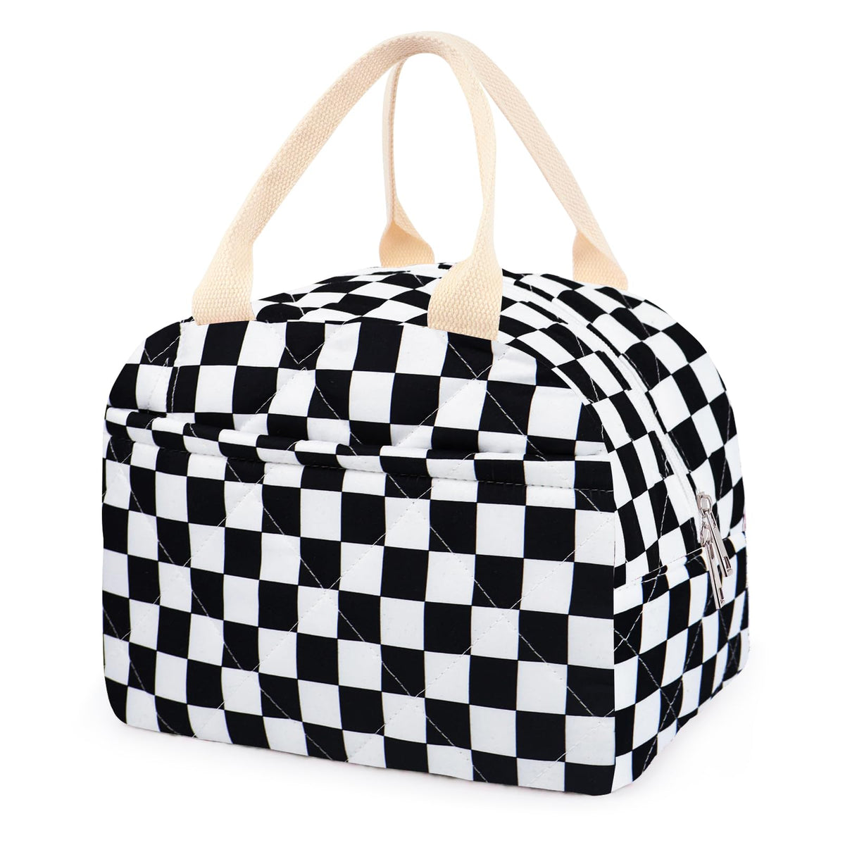 Cotton Quilted Insulated Lunch Bag, Reusable Quilted Floral Lunch Tote Bags