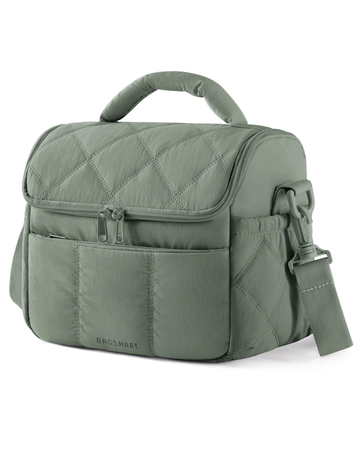 BAGSMART Lunch Bag Women, Double Deck Insulated Lunch Box, Camel