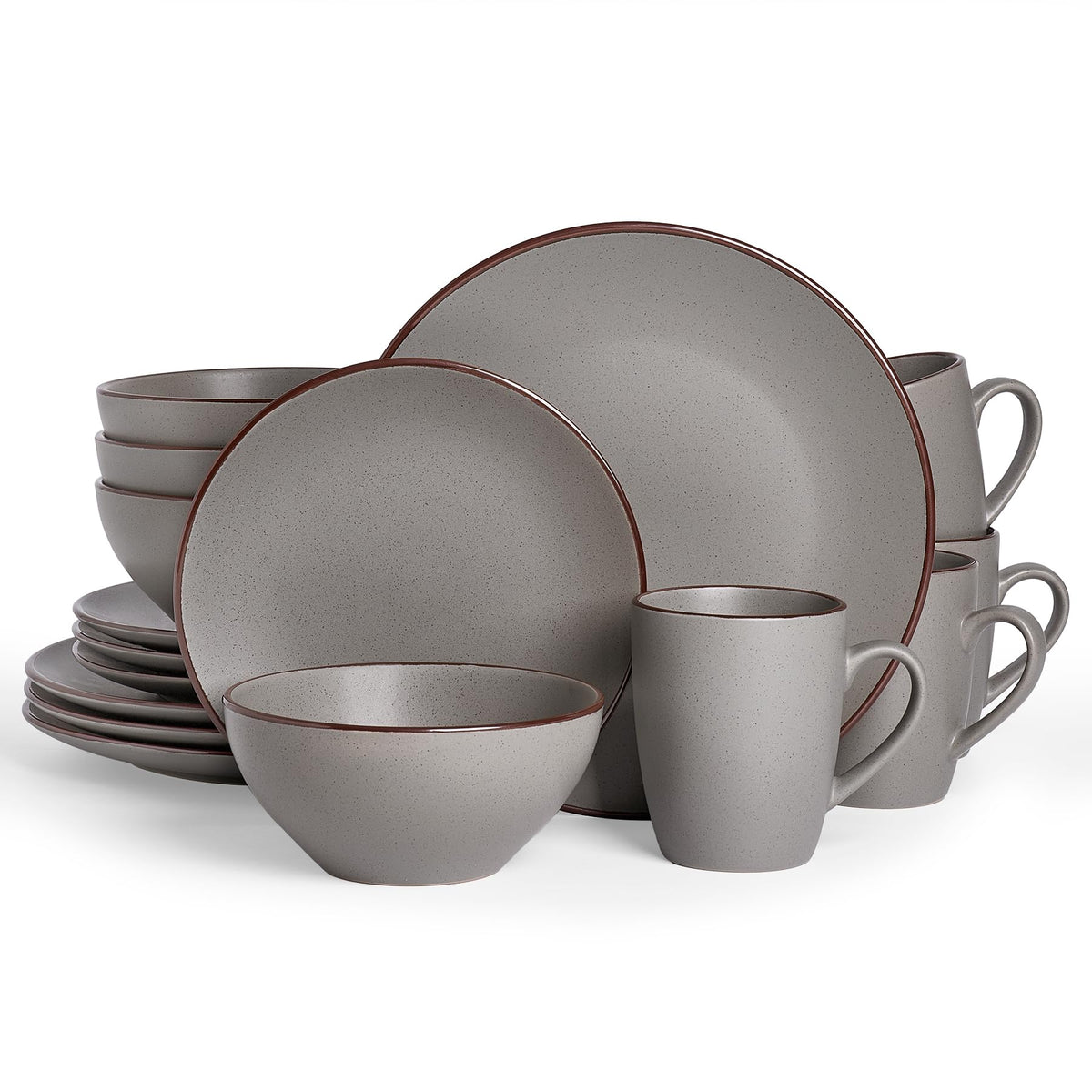 Famiware Venus Plates and Bowls Sets, 12pcs Stoneware Dinnerware Set for 4