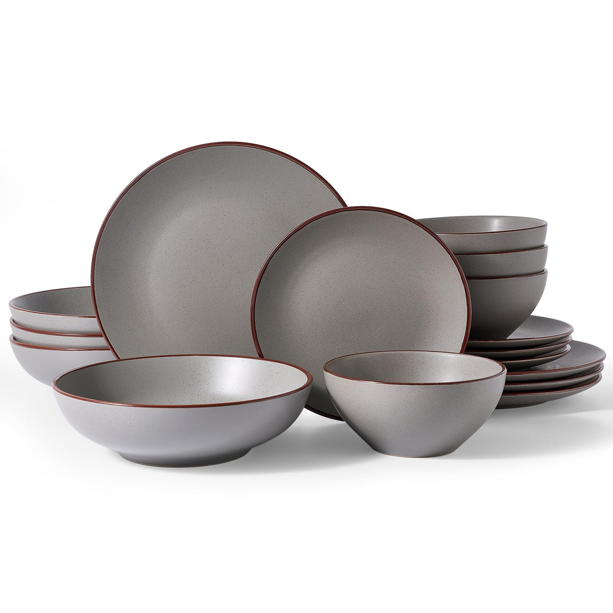 Famiware Venus Plates and Bowls Sets, 12pcs Stoneware Dinnerware Set for 4