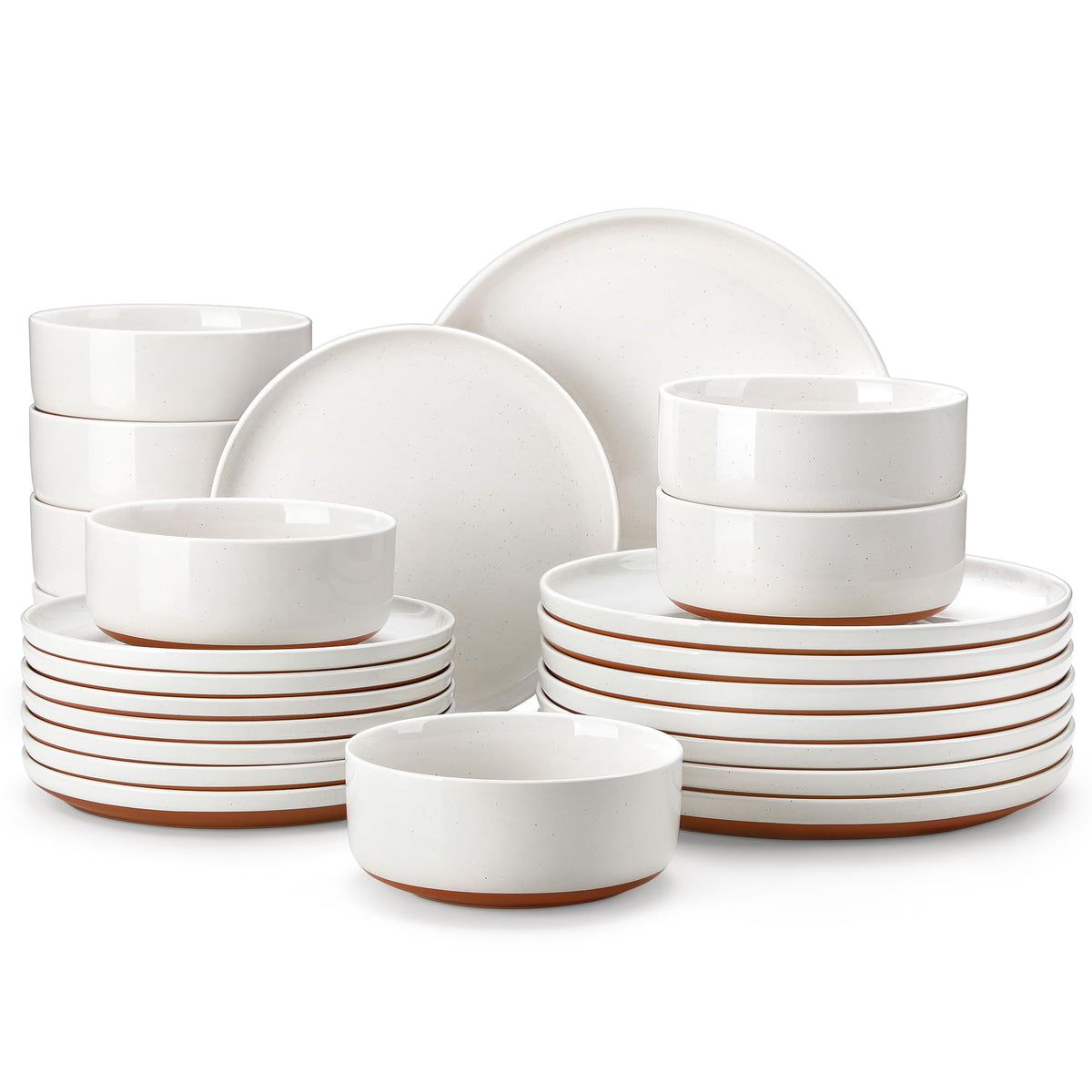 MALACASA Plates and Bowls Sets, 18 Pieces Modern Ceramic Dinnerware Set for 6 Kitchen Dinner Set Stoneware Dishware Dishes Set Microwave and Dishwasher Safe, White, Series TARA