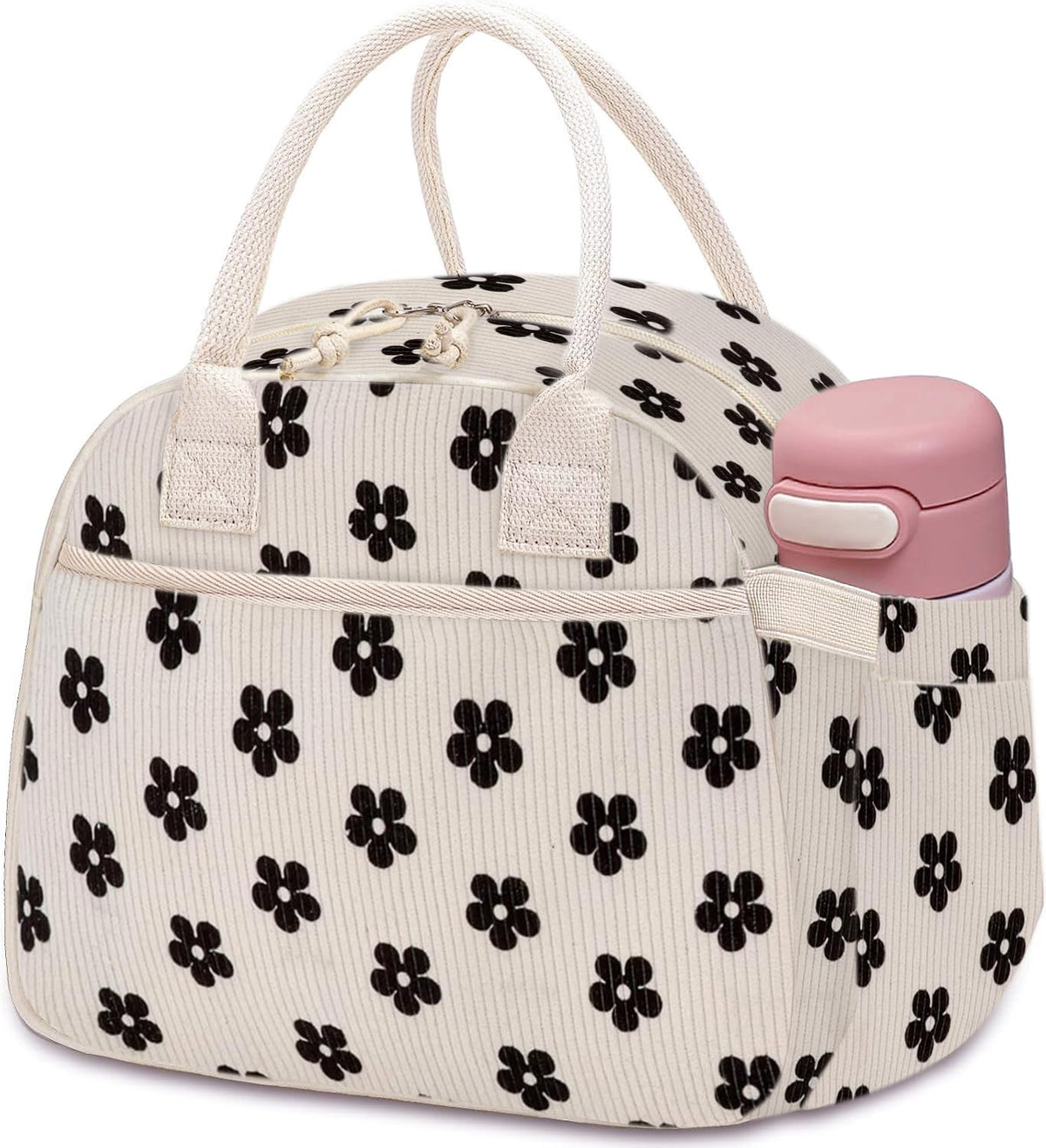 Carry bloom Lunch Box for Women, Insulated Lunch Bag Cute Corduroy Lunchbox