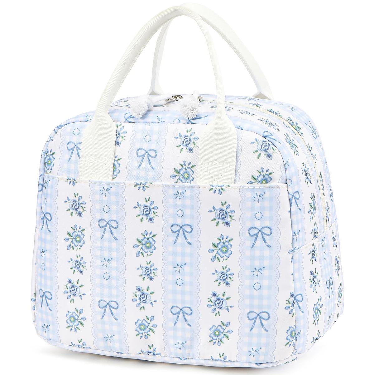 LOVELYWIND Lunch Box for Women,Insulated Lunch Bag,Green Stripe14-Can(9L)