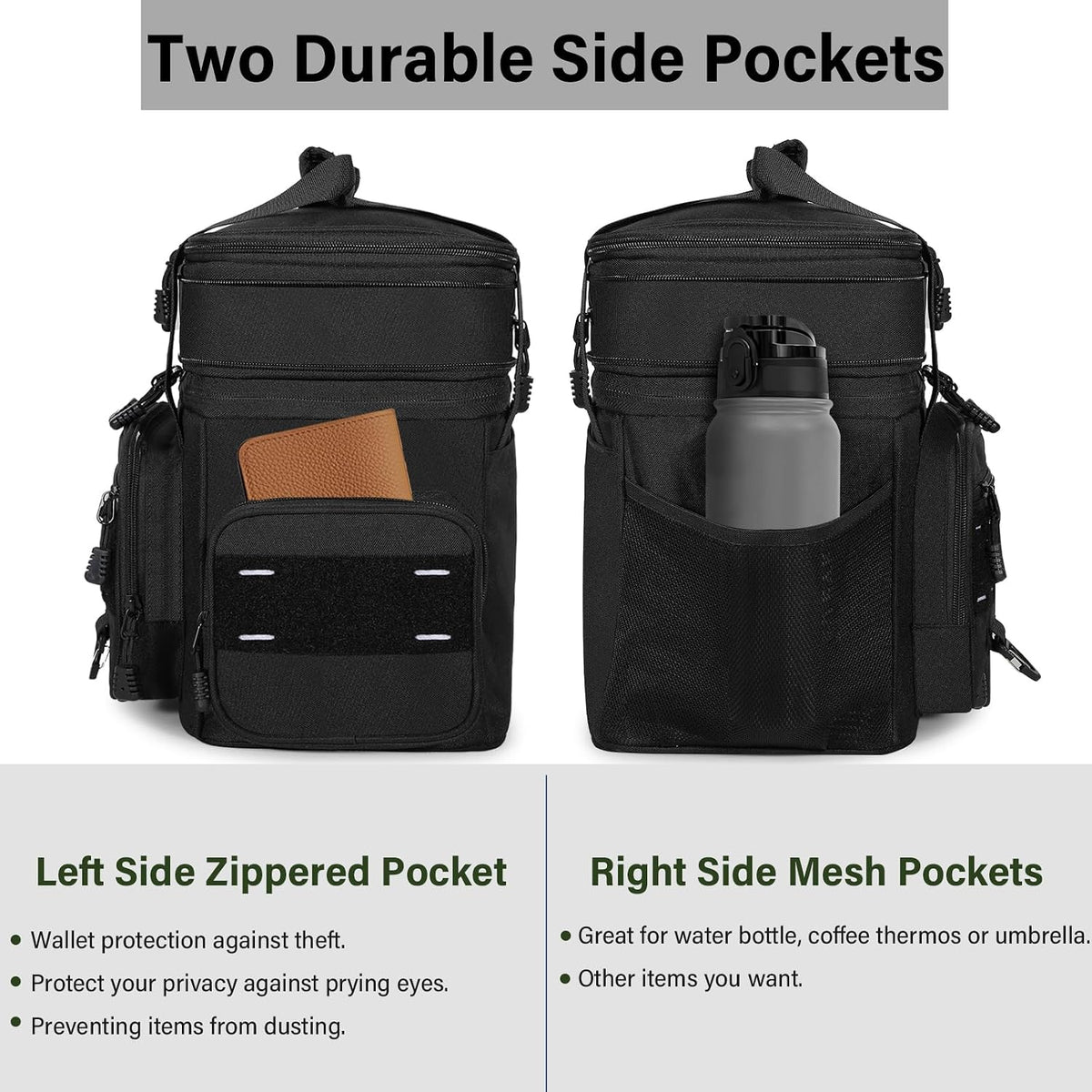 TENKIST Tactical Insulated Lunch Box Men Double Deck Heavy Duty Cooler Bag