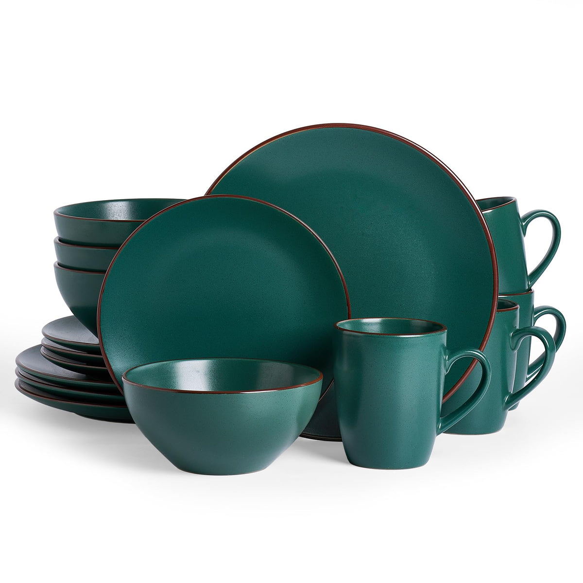 Famiware Venus Plates and Bowls Sets, 12pcs Stoneware Dinnerware Set for 4