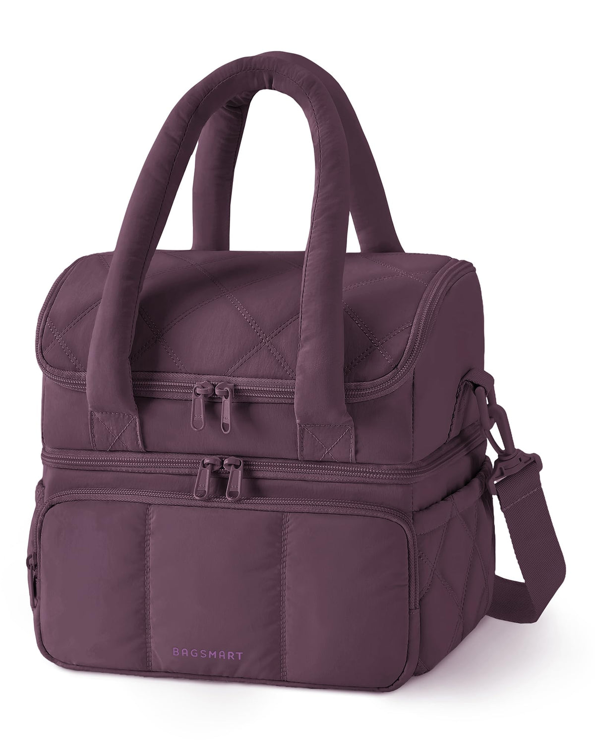 BAGSMART Lunch Bag Women, Double Deck Insulated Lunch Box, Camel