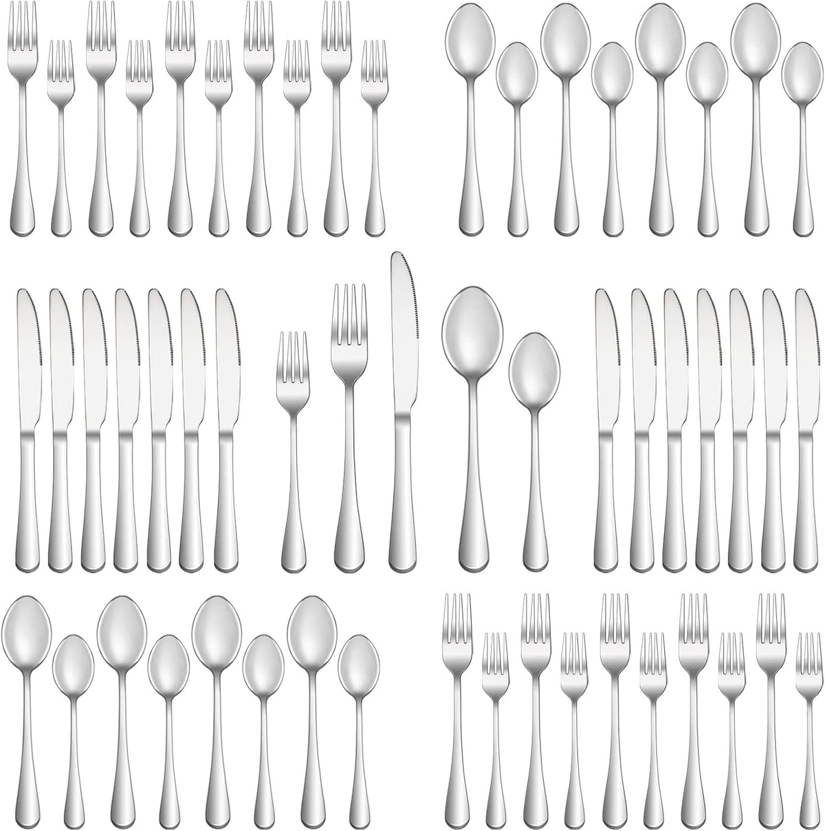 40 Pcs Silverware Set Service for 8, Food Grade Stainless Steel Flatware Set, Mirror Polished Cutlery Utensil Sets, Kitchen Eating Tableware Sets, Include Dinner Knives Fork Spoon, Dishwasher Safe