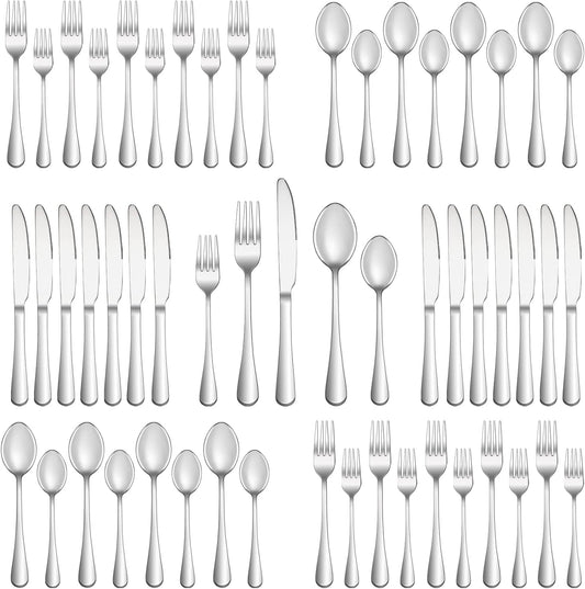 40 Pcs Silverware Set Service for 8, Food Grade Stainless Steel Flatware Set, Mirror Polished Cutlery Utensil Sets, Kitchen Eating Tableware Sets, Include Dinner Knives Fork Spoon, Dishwasher Safe
