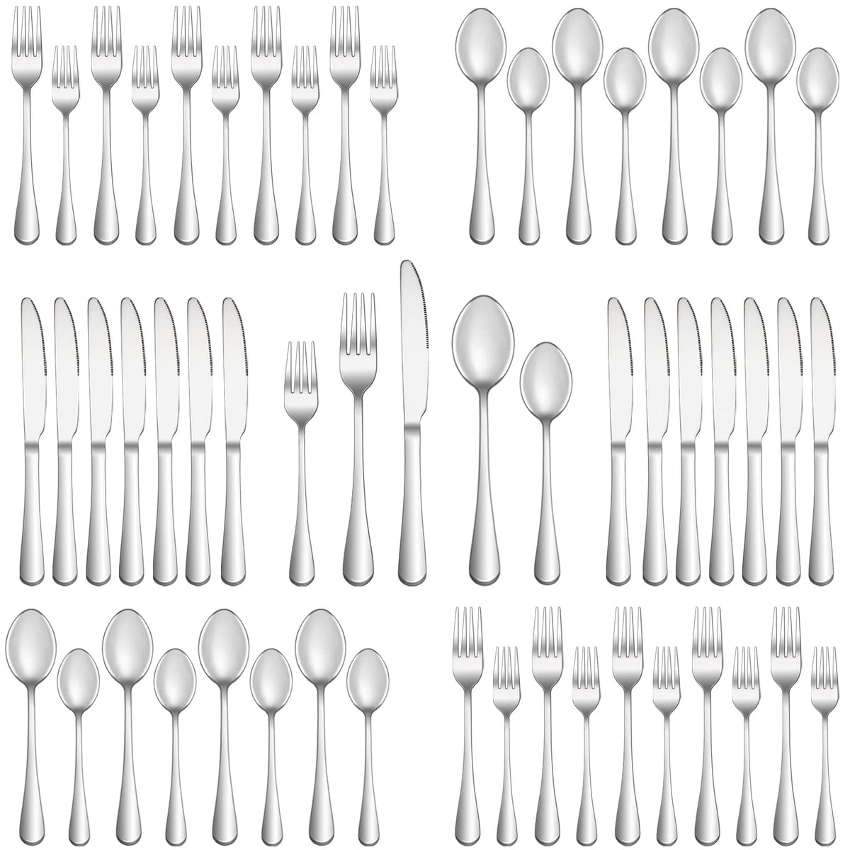 40 Pcs Silverware Set Service for 8, Food Grade Stainless Steel Flatware Set, Mirror Polished Cutlery Utensil Sets, Kitchen Eating Tableware Sets, Include Dinner Knives Fork Spoon, Dishwasher Safe