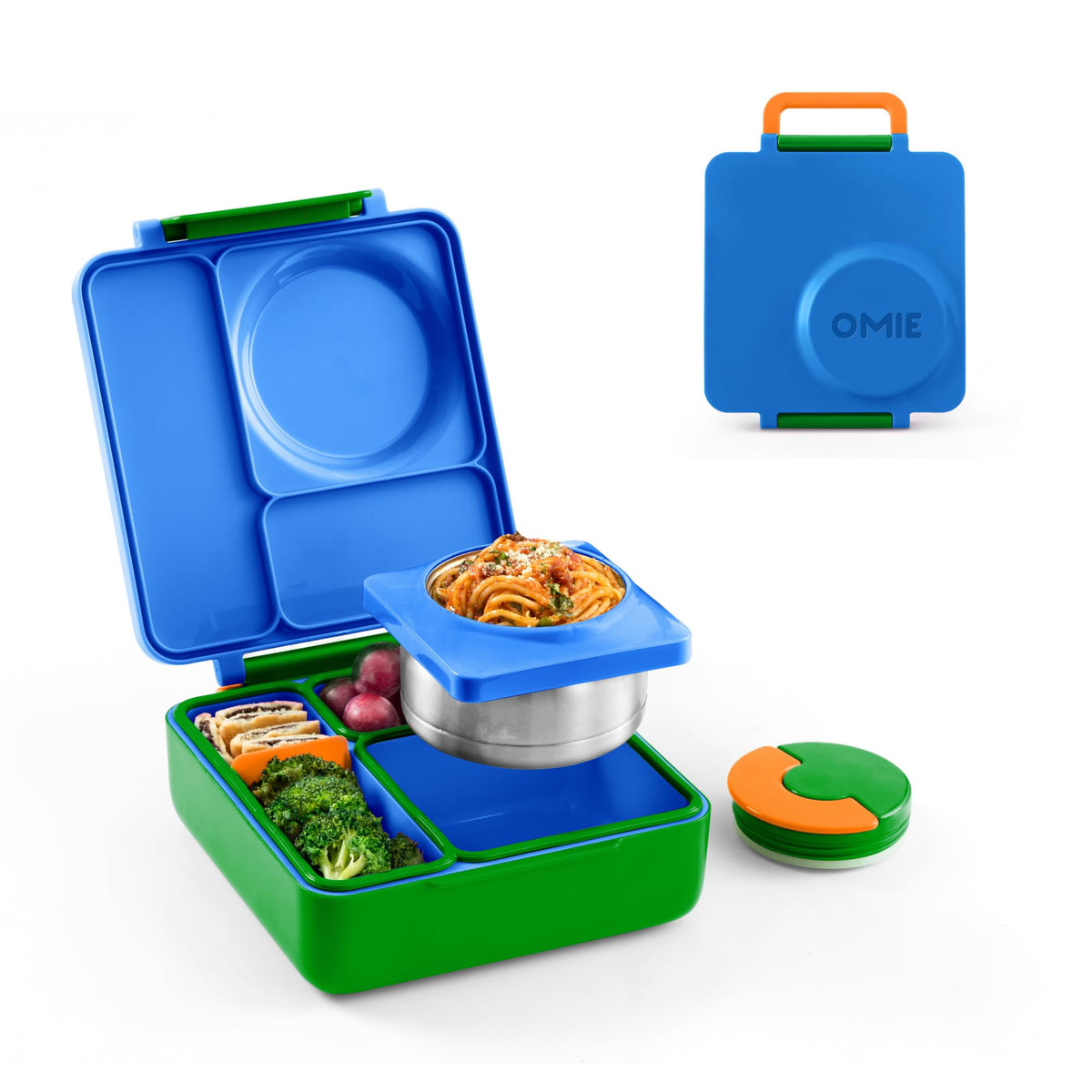 Omie OmieBox Kids Insulated Leakproof Bento Lunch Box with Food Jar (Meadow)