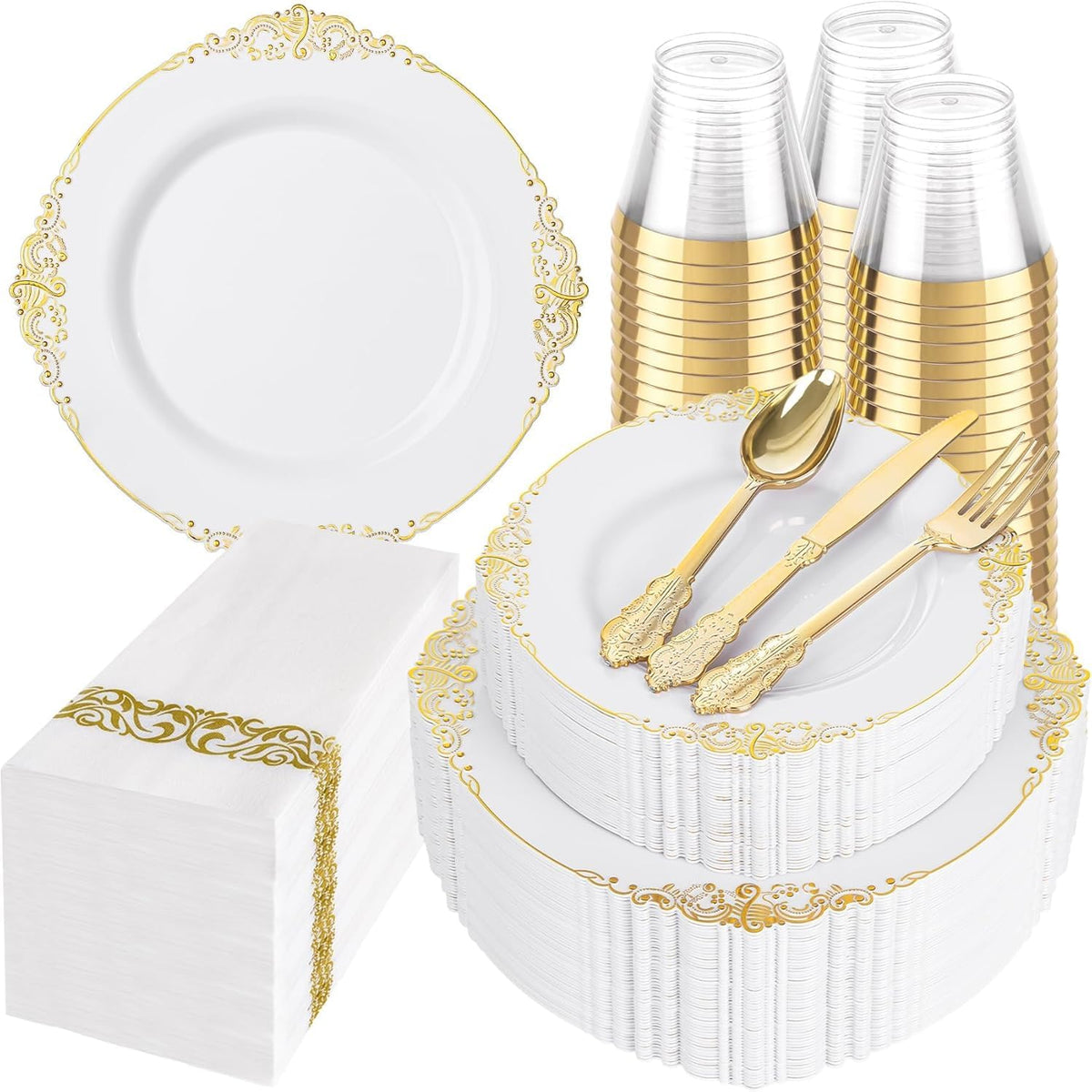Hioasis 350 Pcs Clear Black Plates for Party