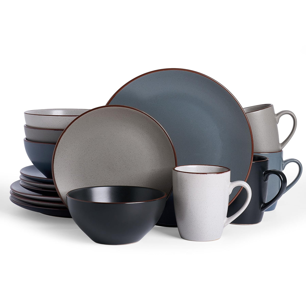 Famiware Venus Plates and Bowls Sets, 12pcs Stoneware Dinnerware Set for 4