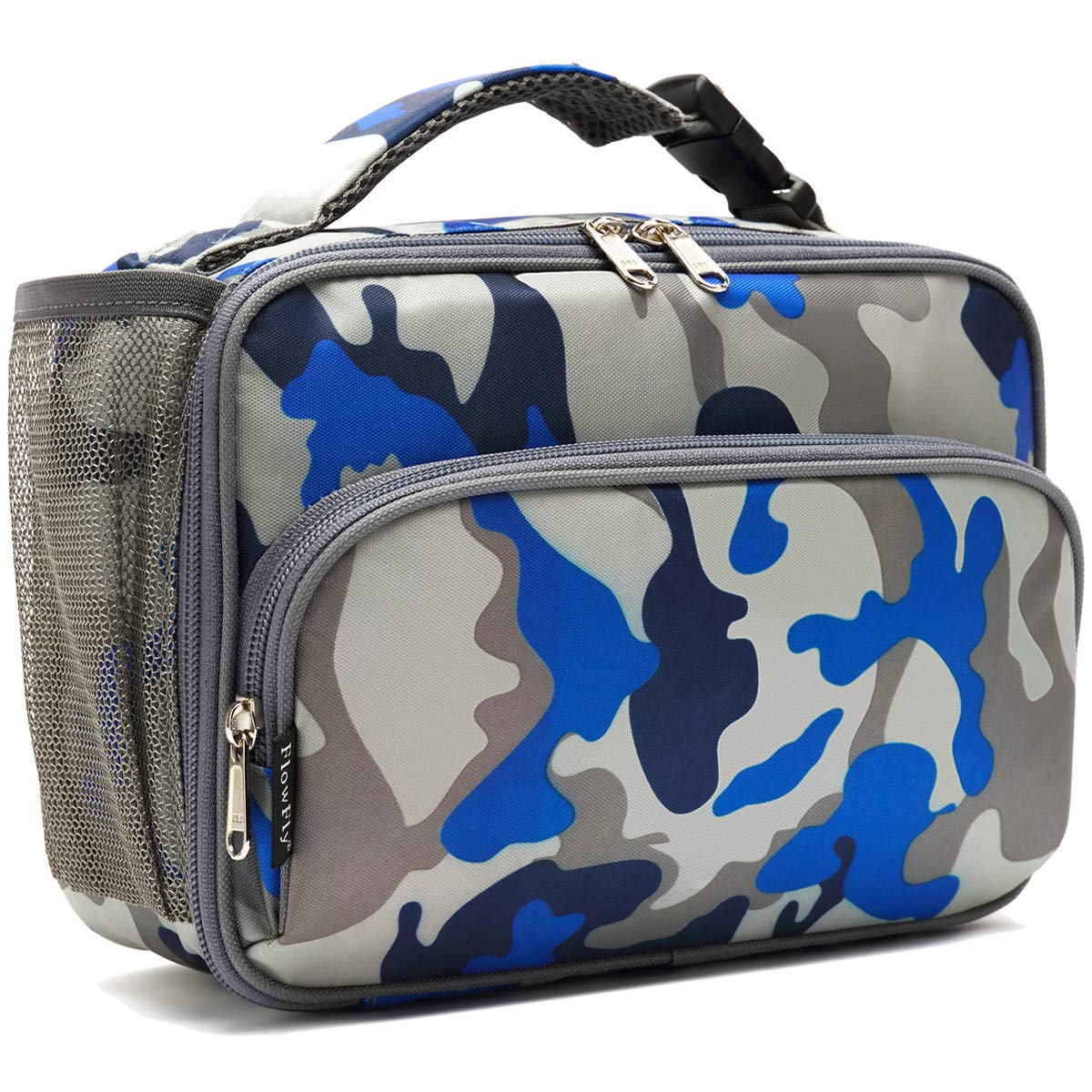 FlowFly Kids Lunch box Insulated Soft Bag Mini Cooler Back to School Thermal Meal Tote Kit for Girls, Boys,Cyan