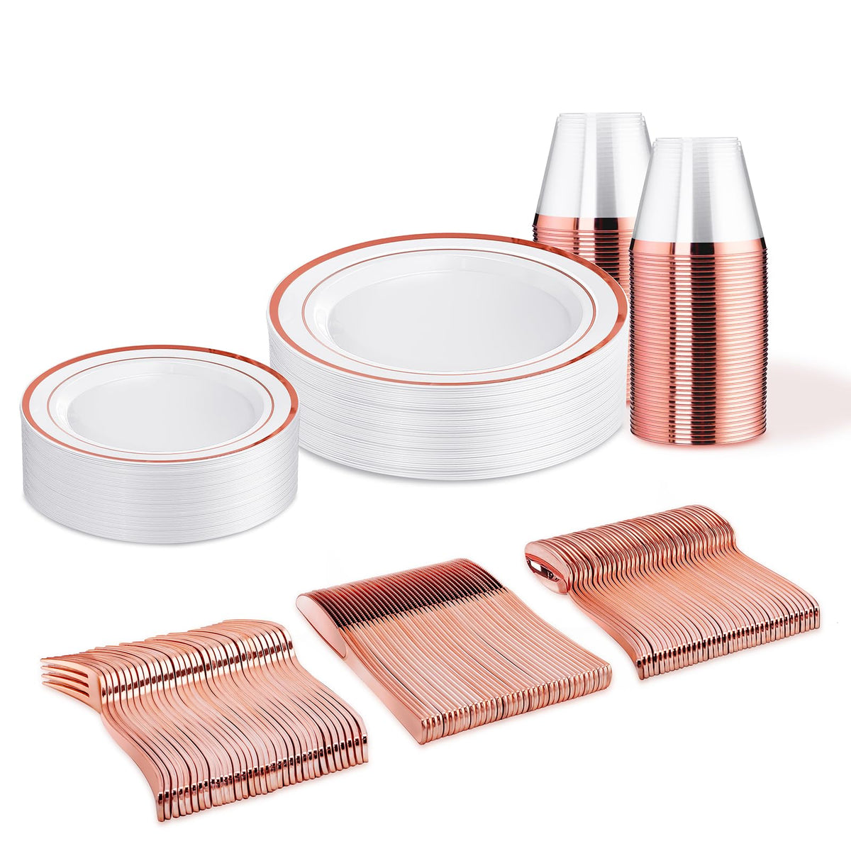WELLIFE 600 PCS Silver Disposable Dinnerware Set for 100 Guests
