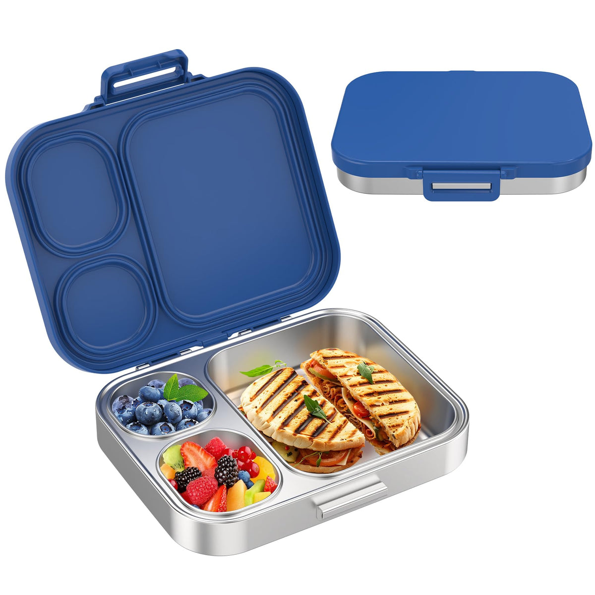 Pawtong Stainless Steel Bento Lunch Box for Kids | 3-Compartment Lunch Box Container Kids | 100% Leakproof, Eco-Friendly, Perfect Portion Control for Kids&Adult Healthy Meals (Green)