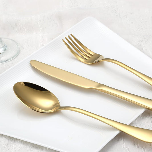 Aisoso Gold Silverware Set, 20-Piece Flatware Set Service for 4