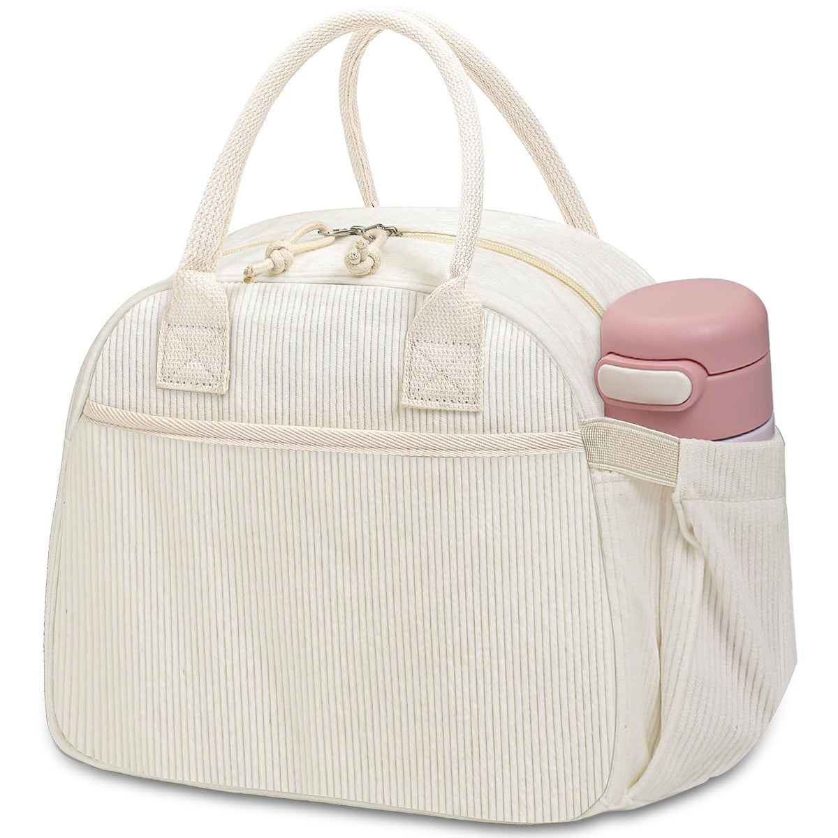 Carry bloom Lunch Box for Women, Insulated Lunch Bag Cute Corduroy Lunchbox