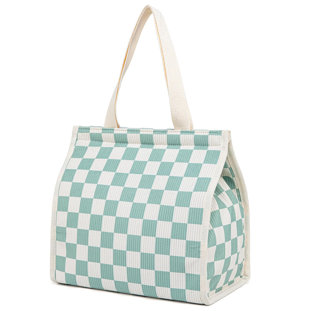 Insulated Lunch Bag for Work, 10.2"x5.9"x10.2" Oxford Waterproof Lunch Tote, Thermal Lunch Box for Office, Picnic & Outdoor, Pink and White Striped Canvas Tote Bag
