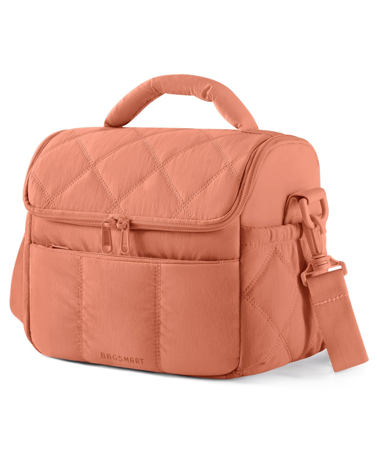 BAGSMART Lunch Bag Women, Double Deck Insulated Lunch Box, Camel