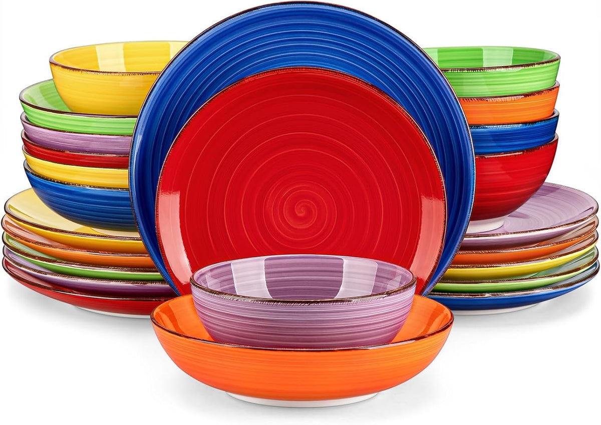 vancasso Bonita Dinnerware Sets 12 Pieces for 4, Ceramic Dishes Set Blue