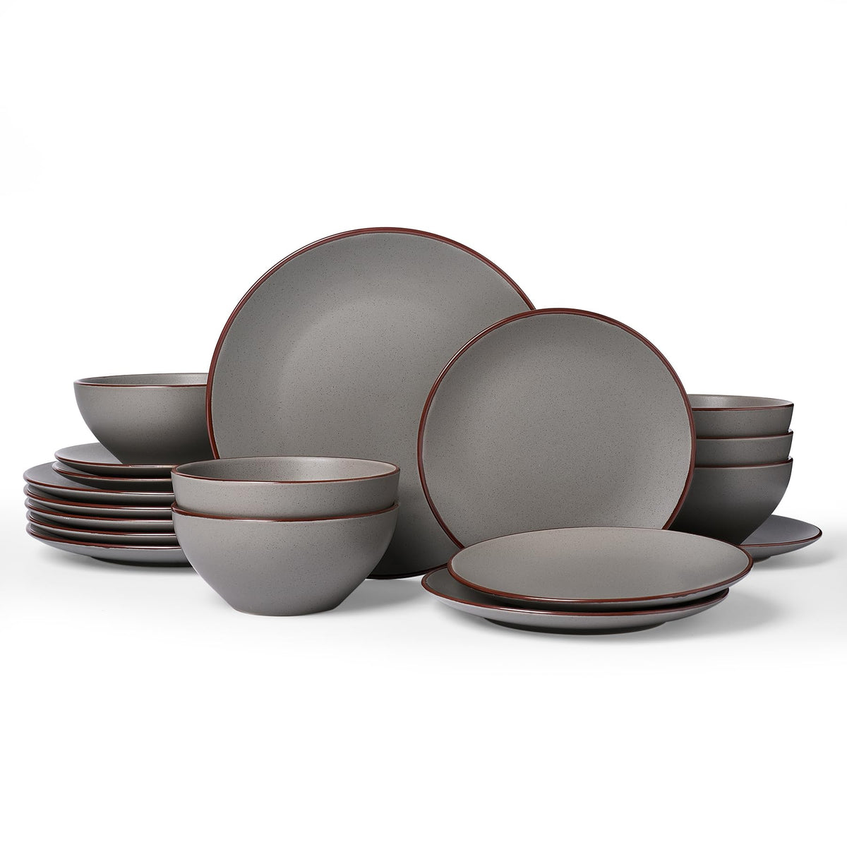 Famiware Venus Plates and Bowls Sets, 12pcs Stoneware Dinnerware Set for 4