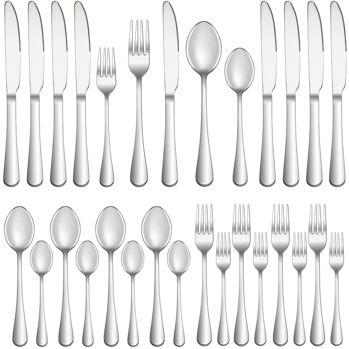 40 Pcs Silverware Set Service for 8, Food Grade Stainless Steel Flatware Set, Mirror Polished Cutlery Utensil Sets, Kitchen Eating Tableware Sets, Include Dinner Knives Fork Spoon, Dishwasher Safe