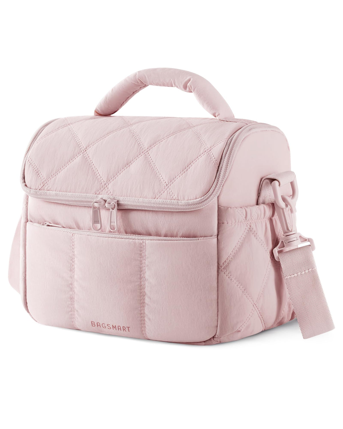 BAGSMART Lunch Bag Women, Double Deck Insulated Lunch Box, Camel