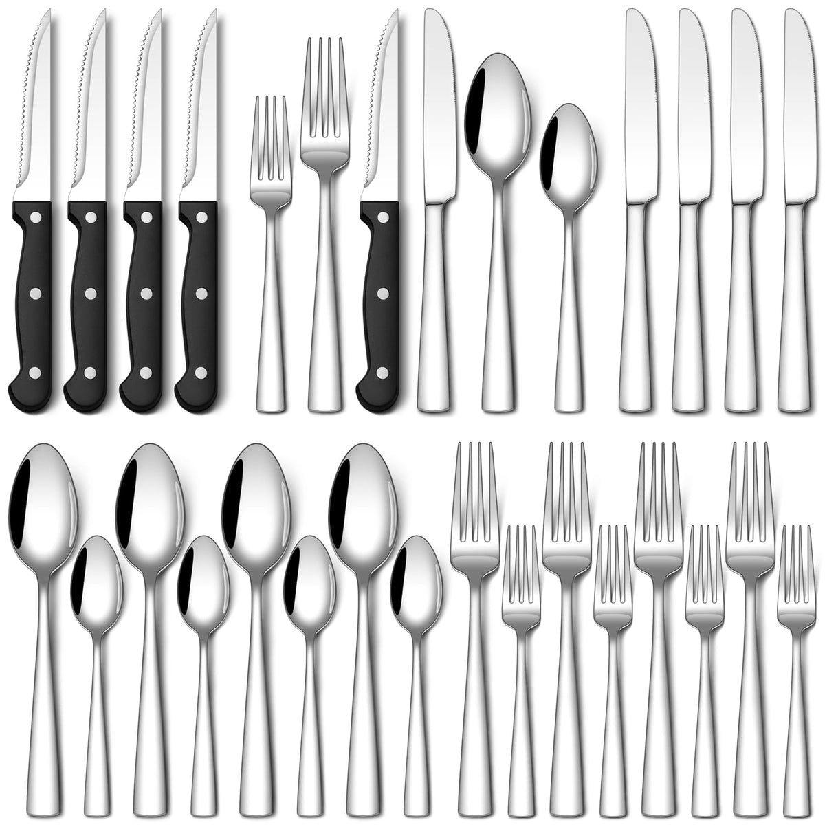 Stapava 20 Piece Silverware Set, Food-Grade Stainless Steel Flatware Sets for 4 Mirror Polished Cutlery Utensil Sets Include Dinner Knives Spoons and Forks Set Dishwasher Safe for Home Restaurant