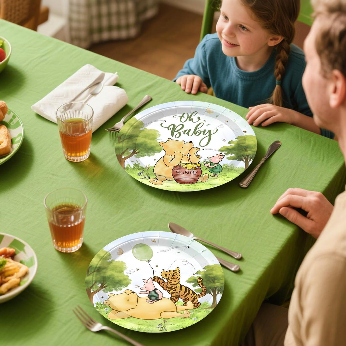 343PCS Xynic Classic Bear Baby Shower Decorations Tableware Set, 50 Guests