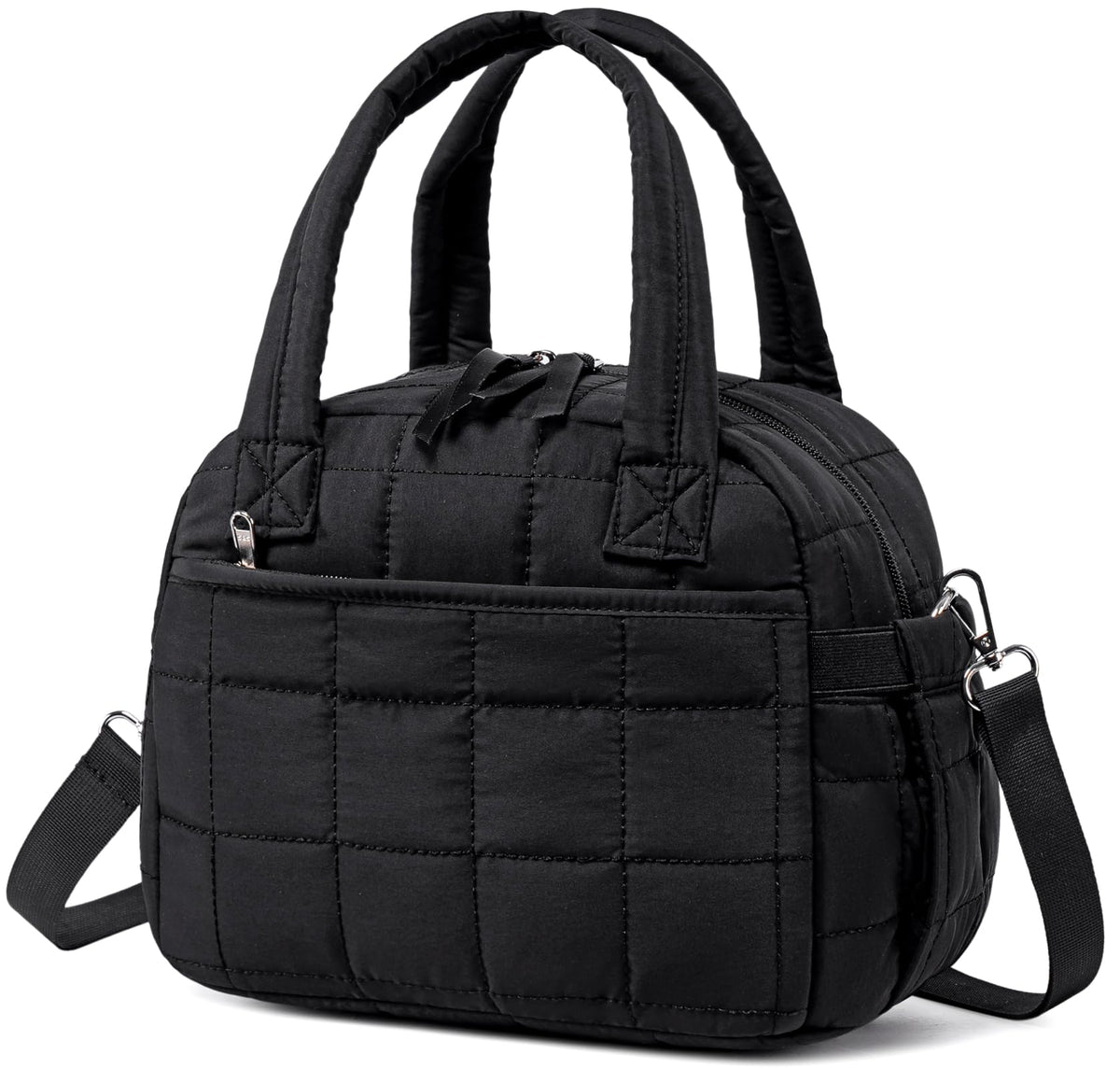 LEDAOU Lunch Box for Women, Quilted Insulated Lunch Bag, Puffy Lunch Tote with Adjustable Shoulder Strap for Work School Travel (Brown, Regular 9L)