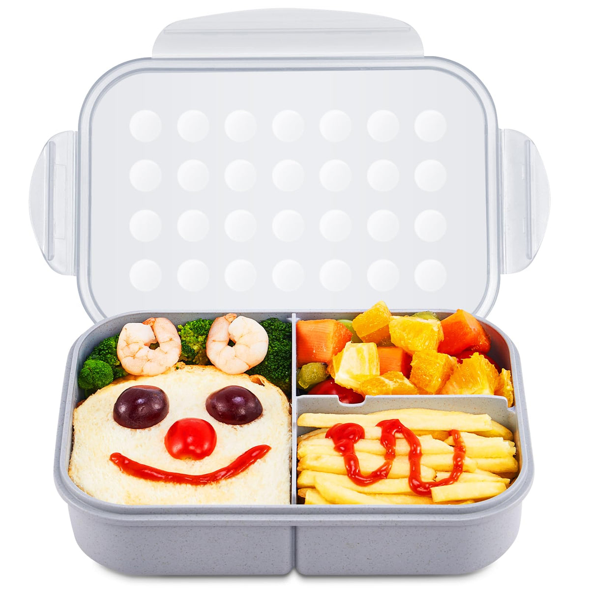 MISS BIG® Large Bento Lunch Box for Adults, 1900ml, 3 Compartments, Blue