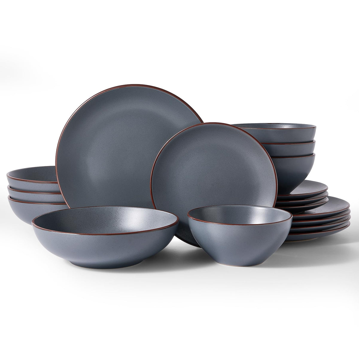 Famiware Venus Plates and Bowls Sets, 12pcs Stoneware Dinnerware Set for 4