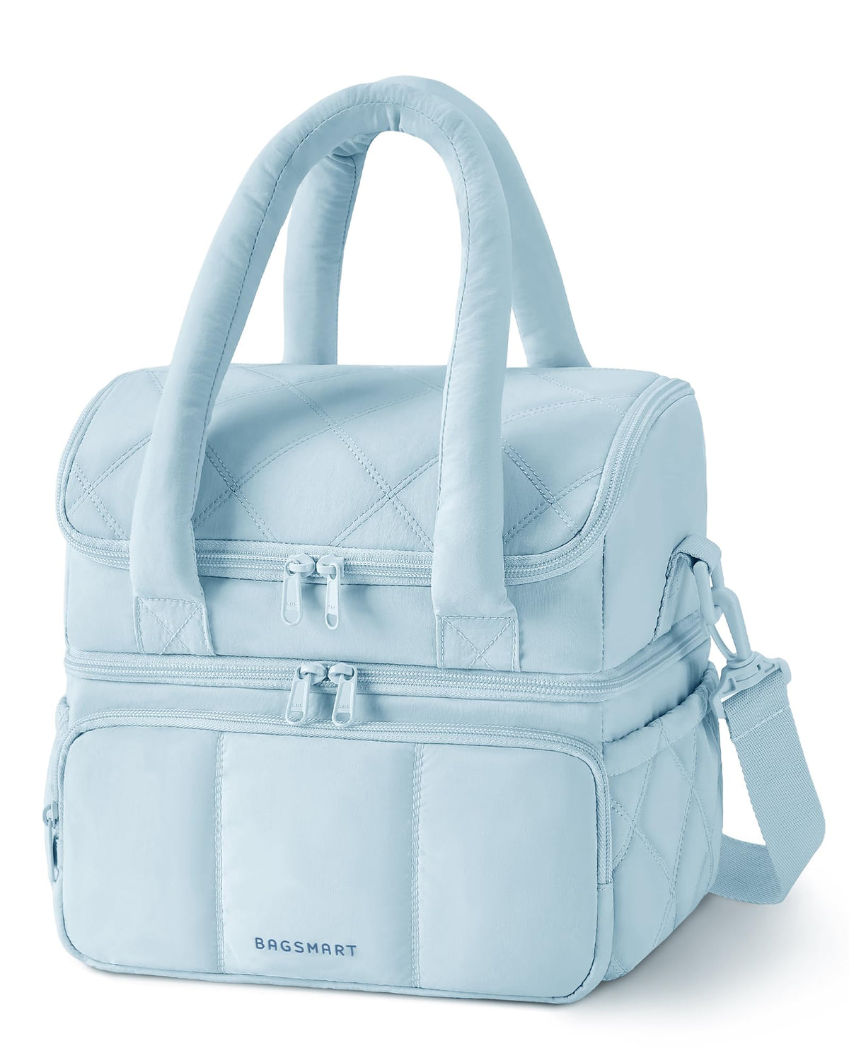BAGSMART Lunch Bag Women, Double Deck Insulated Lunch Box, Camel