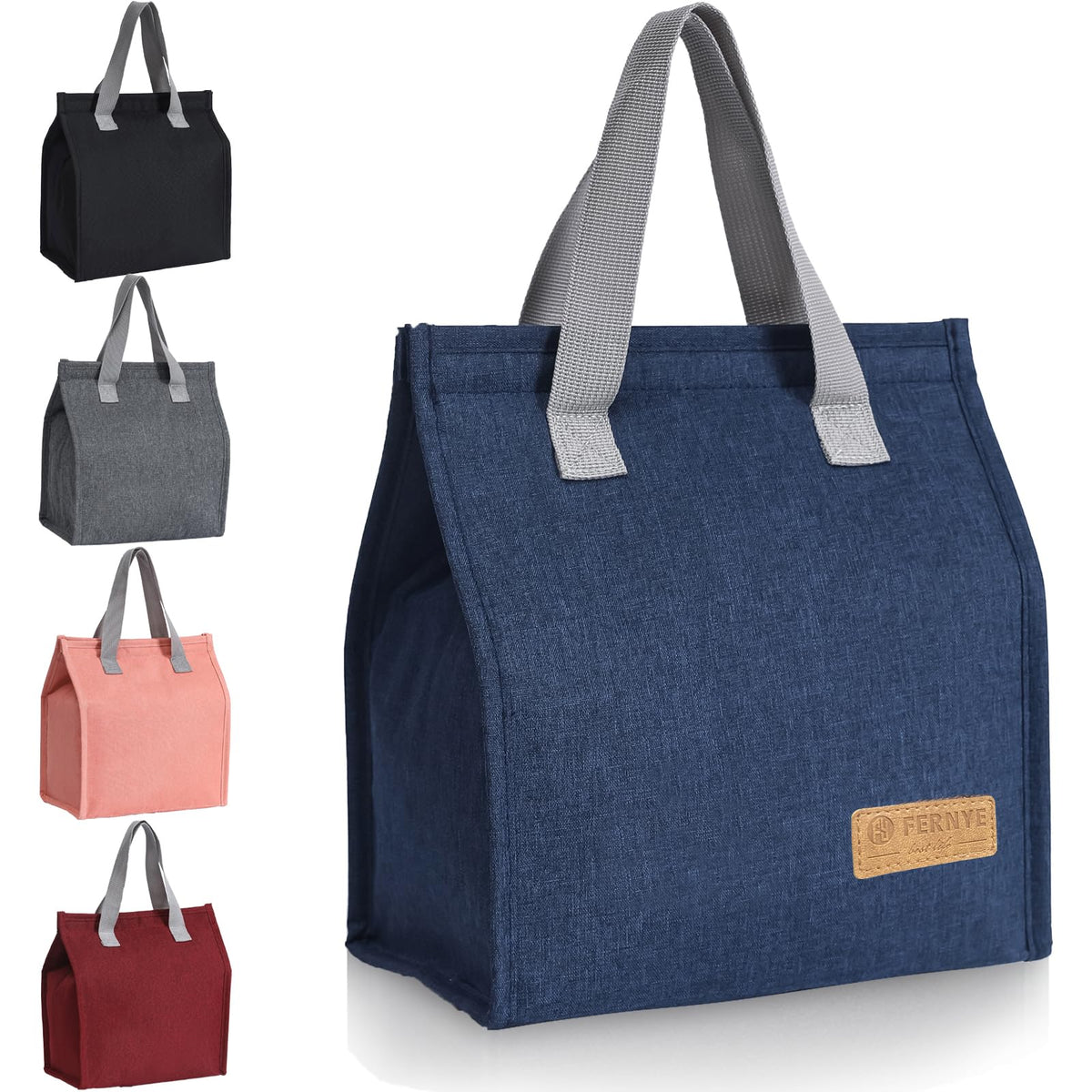 Lunch Bag for Women/Men,Waterproof Reusable Portable Lunch Tote,Lunch Box Bag.Thermal Cooler Bag Ideal for Work/Party/l/Travel/Picnic (Light Black)