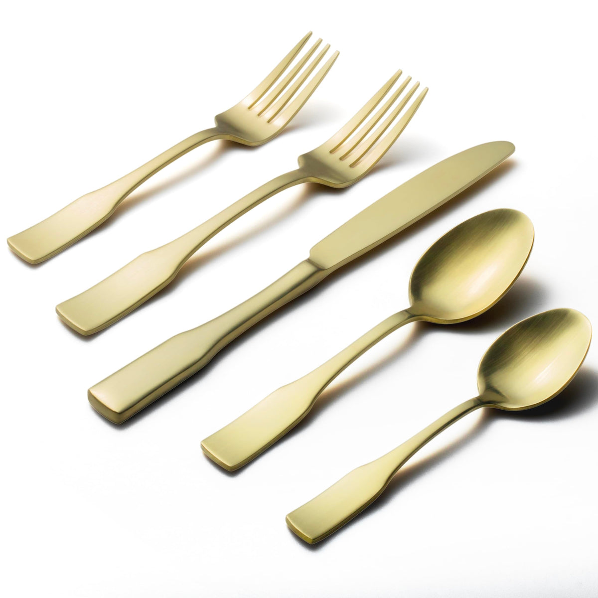 Alata Kate Champagne Gold Mirror 45-Piece Silverware With Utensil-Serving Set, Service for 8, Stainless Steel Flatware, Mirror Polished Cutlery, Dishwasher Safe