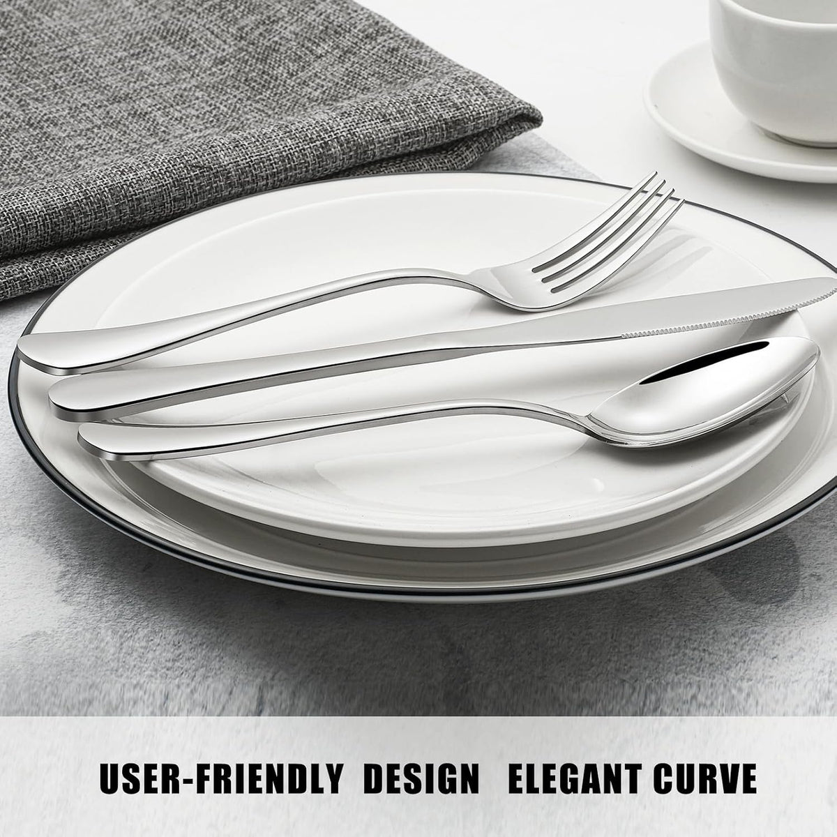 Compralo Silverware Set for 12, Stainless Steel 60 Piece Flatware Set