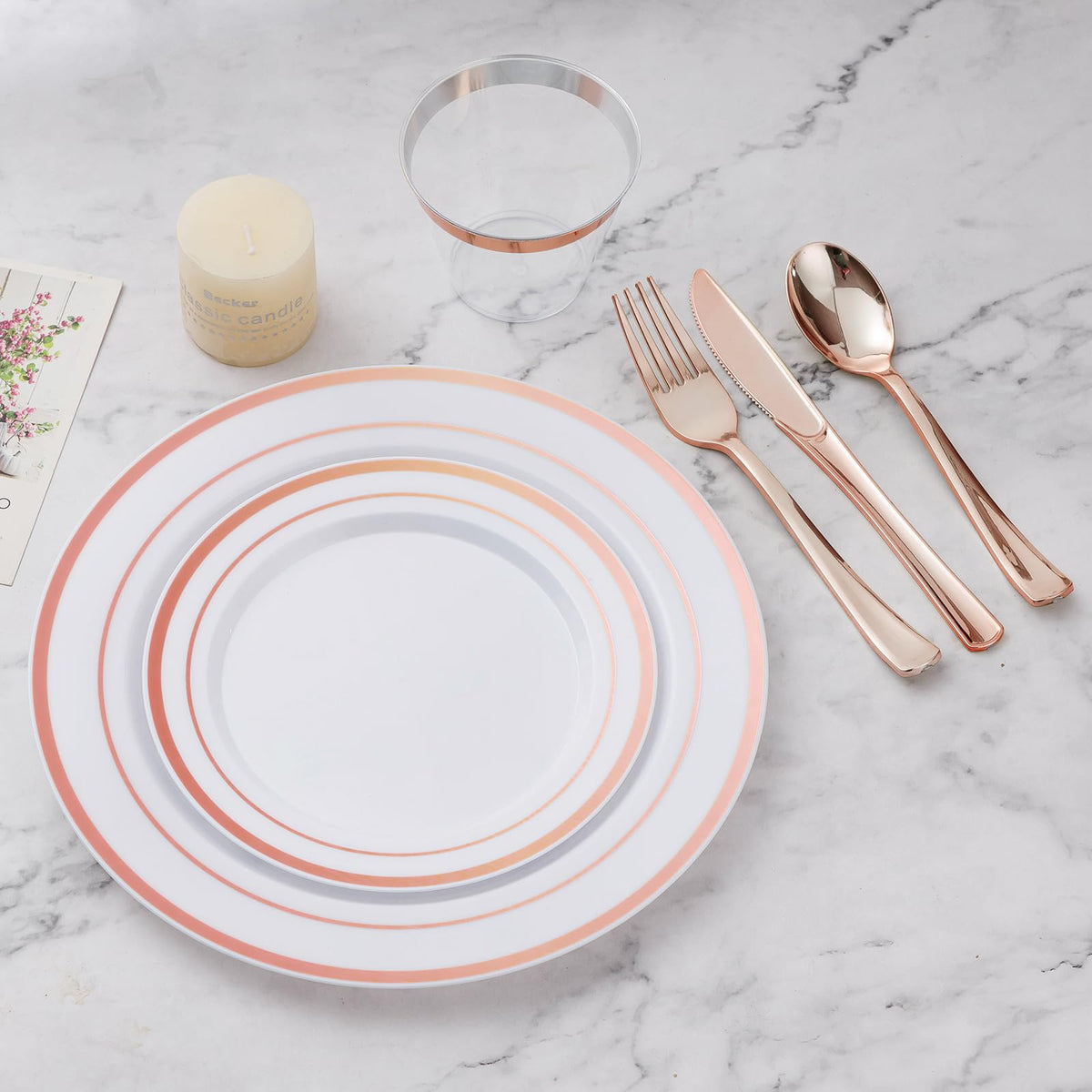 BESTVIP 600PCS Gold Dinnerware Set for 100 Guests,